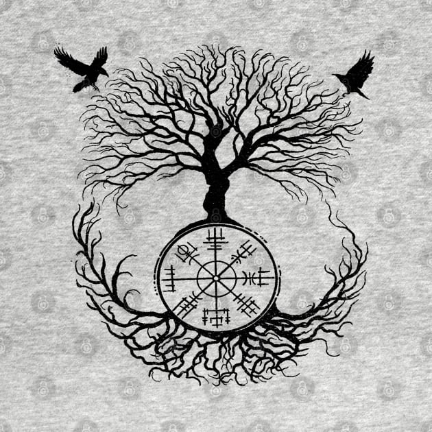 Sacred Yggdrasil Tree and Ravens of Odin Viking Rune by AltrusianGrace